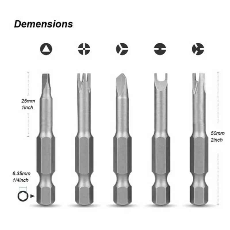 Precision Y U Shaped Triangle Screwdriver Magnetic Bit 1/4in Inner Cross Three Points Screw Driver Security Tip For Power Drill