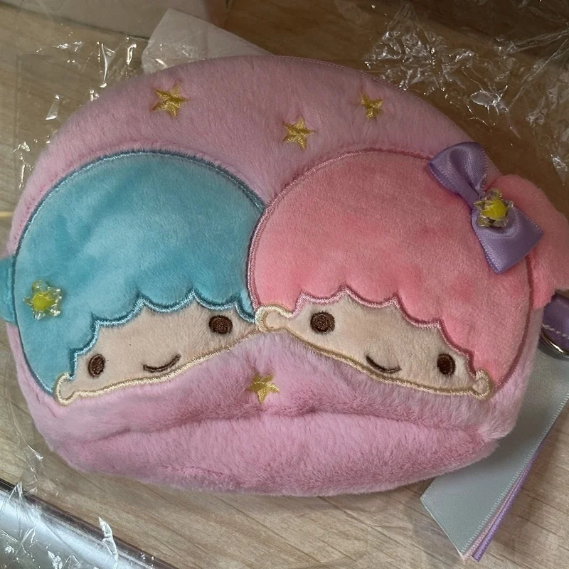 Sanrio Little Twin Stars Cartoon Rosa Addensare Soffice Peluche Borsa per il trucco Cosmetico Anti-Goccia Oggetti vari Borsa per la conservazione Regalo di coppia