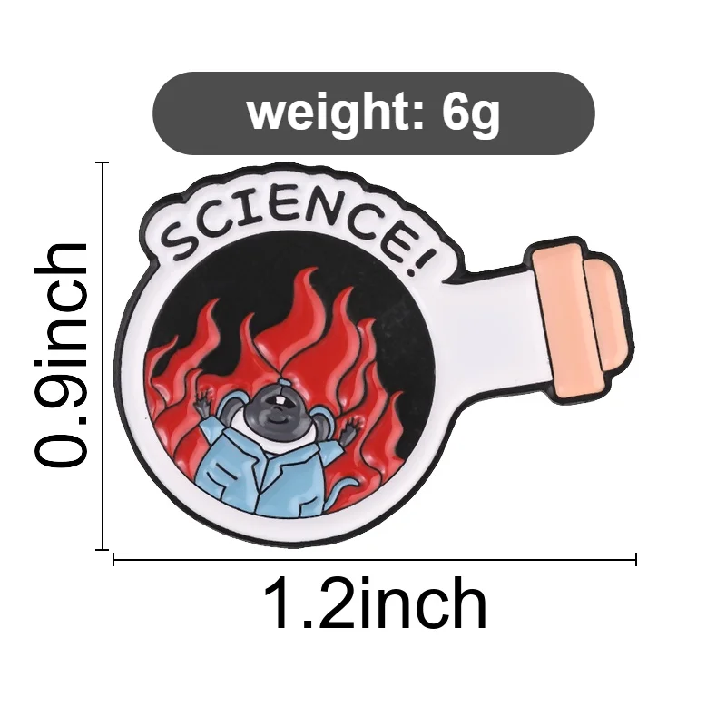 Mad Scientist Mouse Flask Pin, Chemistry Lab Rat Brooch with Burning Flame for Science Lovers and Lab Coat Accessory Style