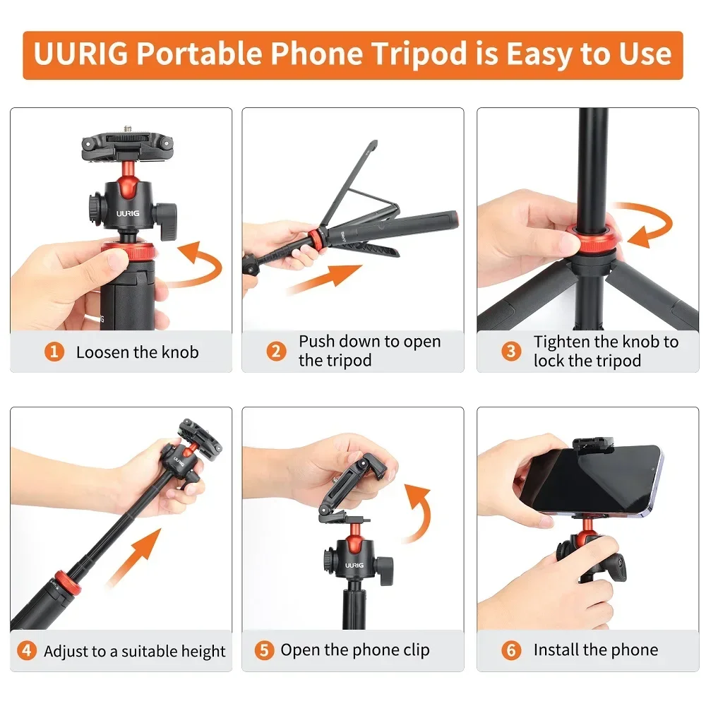 TP-02 ขาตั้งกล้องแบบขยายได้ 51 "Selfie Stick โทรศัพท์ Vlog ขาตั้งขาตั้งกล้องพร้อมคลิปโทรศัพท์ 360 °   หัวบอลสําหรับ iPhone Sony Canon GoPro