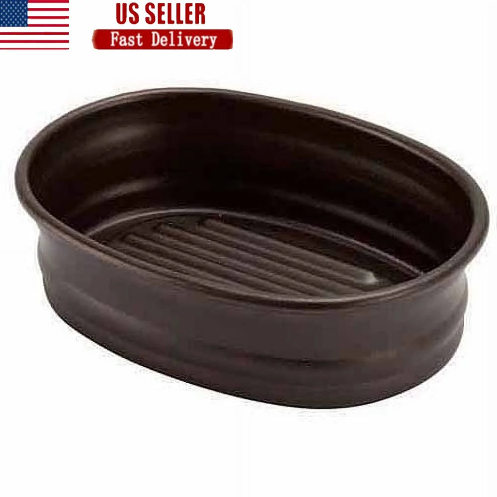 

Bronze Bar Soap Dish Non-Slip Base Durable Steel Construction Bathroom Kitchen Sink Compact Design Versatile Use Easy Clean