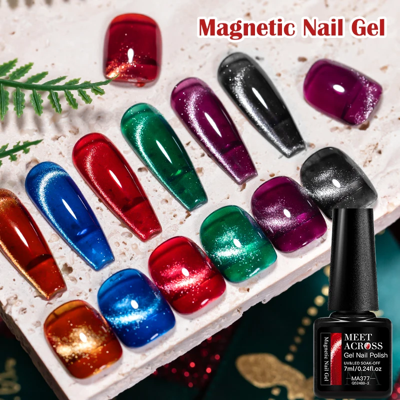 7ML Black Crystal Cat Eye Gel Polish Christmas Glitter Gel Nails Semi-permanent Nail Polish UV Gel Nail Art nails accessories