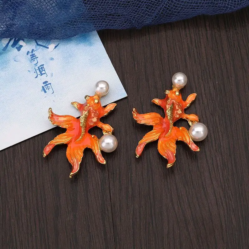 Engood 30Pcs Goldfish Koi Ancient Pearl Button Sewing Trim & Embellishment Craft Buckle for DIY Bride Headwear Accessories