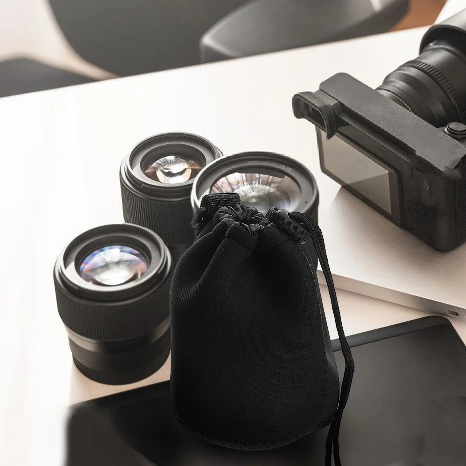 2Pcs Camera Lens Pouch Water-Resistant Protective Case Versatile Fit Multi-Functional Use for Photographers Compact Camera Case