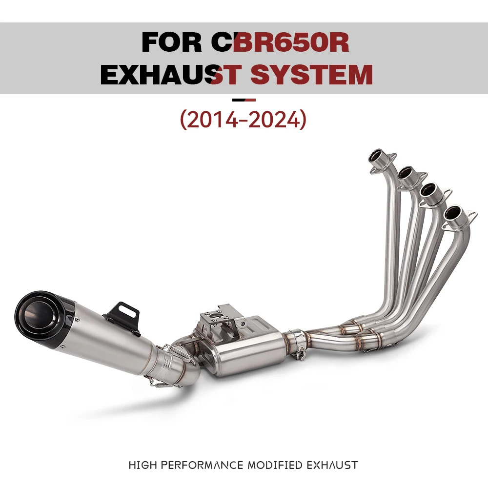 

Motorcycle exhaust system for CB650F, CB650R, CBR650, CBR650F 2014-2024, complete system front valve connection pipe 60mm
