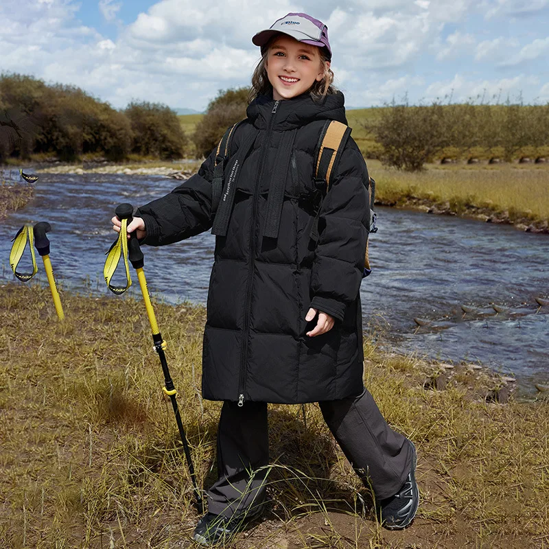 

RAISE Зимняя куртка на утином пуху для детей, толстая теплая длинная куртка с капюшоном для девочек-подростков, парка для девочек 5-12 лет, пальто, верхняя одежда для девочек