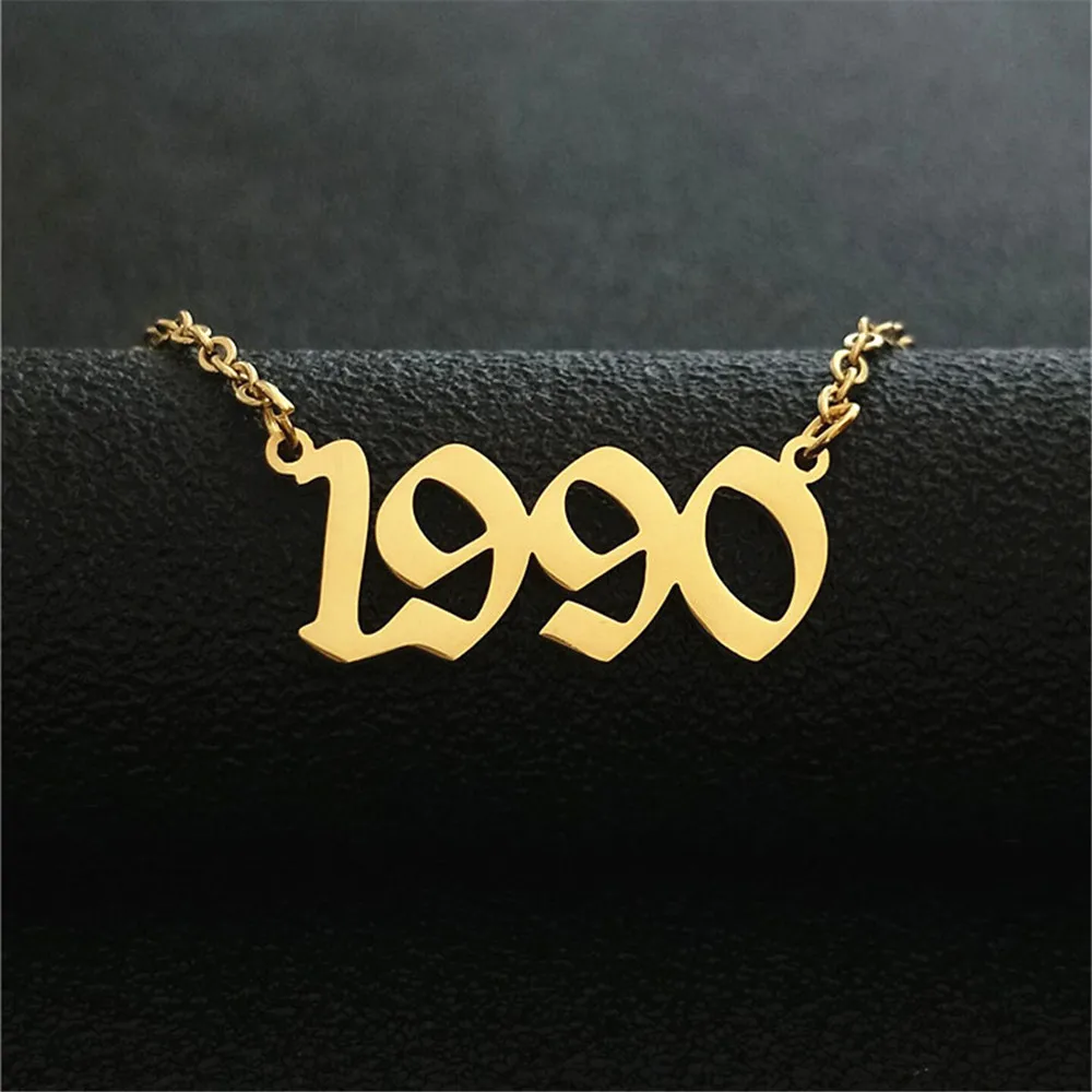 Personalized Custom Birth Year Necklace Gold Plated Stainless Steel Birthday Number Necklaces For Women Girl Friendship Jewelry