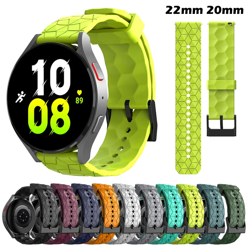 

20mm 22mm Silicone Strap for Samsung Galaxy Watch 6 40/44mm 6 Classic 43mm 47mm 5 Pro 4 Classic 42mm 46mm Football Pattern Band