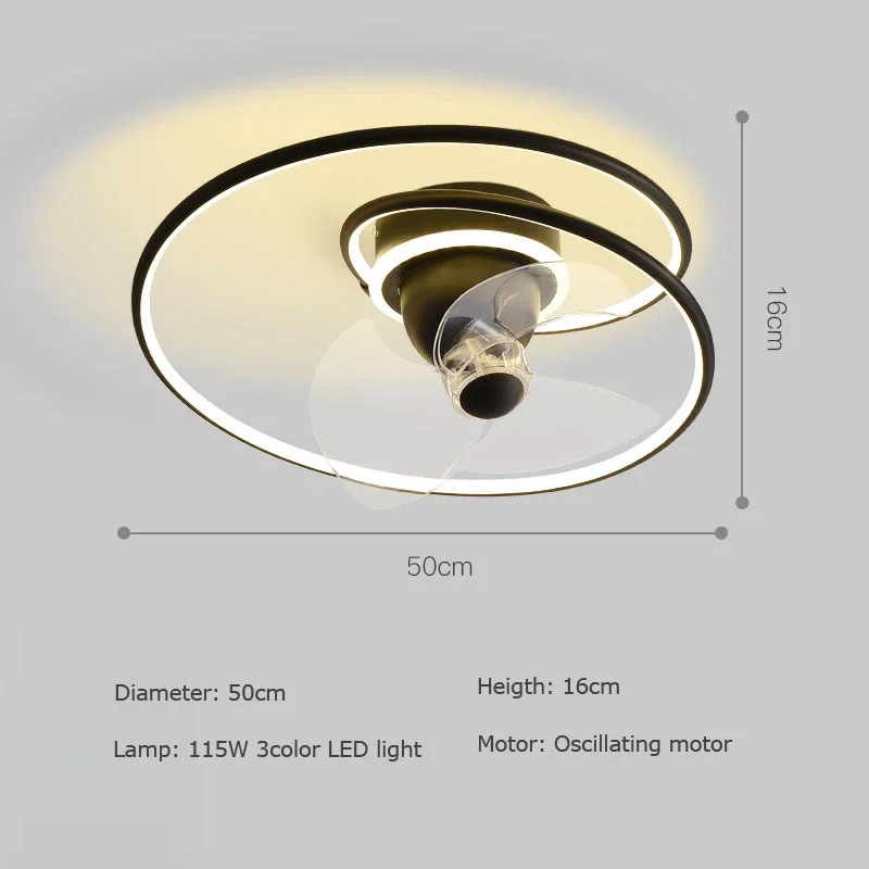 Imagem -04 - Modernos Ventiladores de Teto com Luzes Motor Oscilante Reversível Controle Remoto Perfil Baixo Ventiladores para Quarto