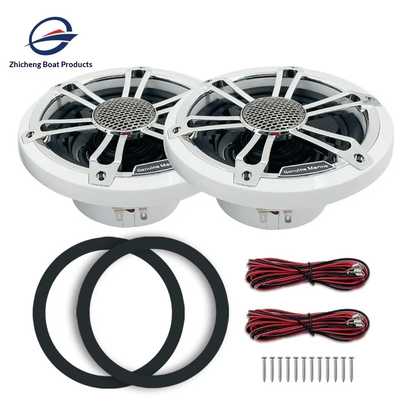 Yacht & RV Waterproof Horn Speaker With Chrome Mesh One-Piece Design 150W High Power Stereo For Camper Van (193x193x94mm)