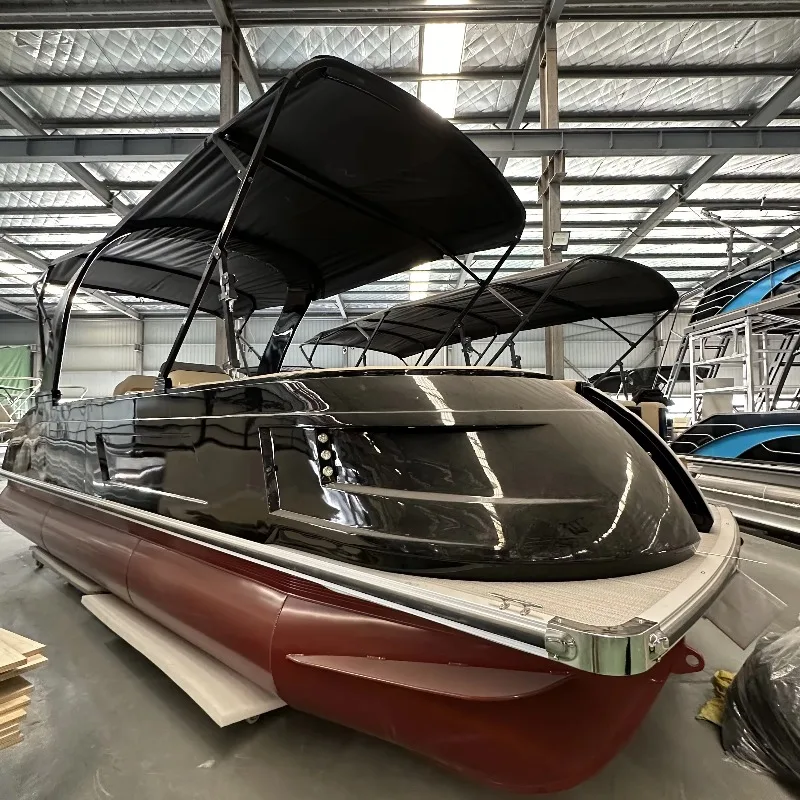 15-29ft Aluminum Pontoon Boats Luxury Cabin Cruiser Yacht Leisure Floating Pontoon Bridge For Water Recreation