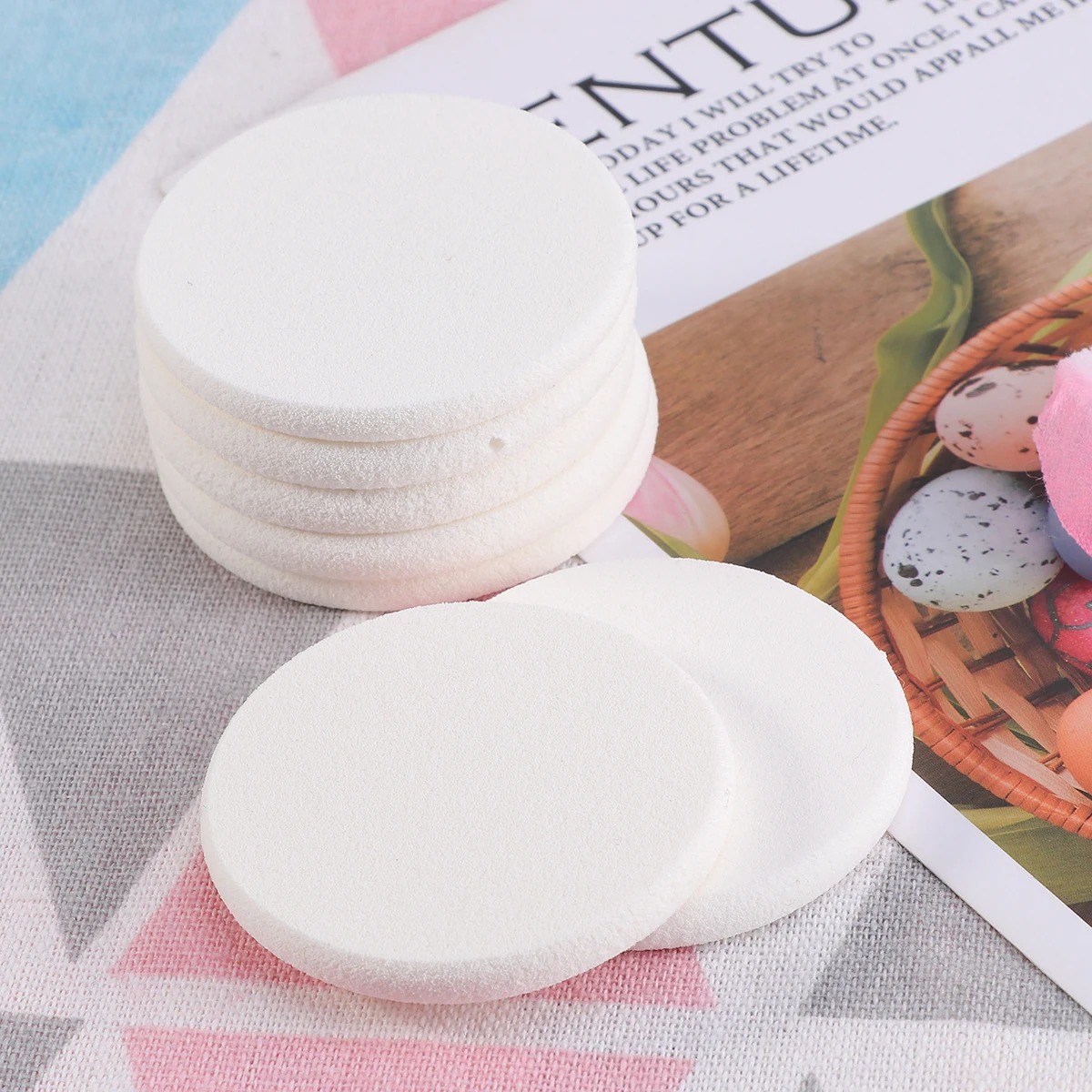5pcs Latex Puff Round Soft Makeup Sponge For Foundation Loose Powder Gentle On Skin Tool For Salon Travel Home Use