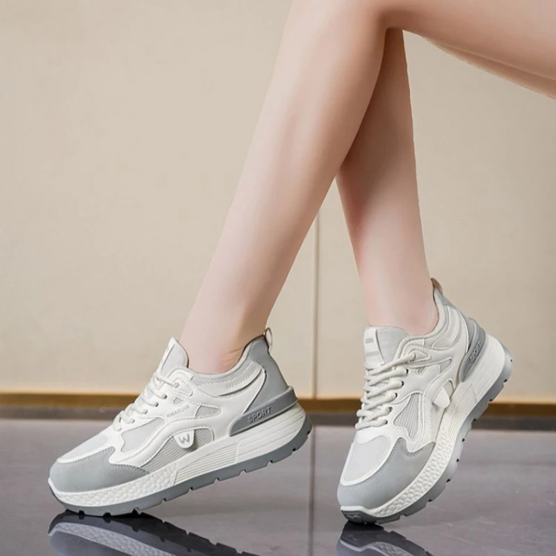 2026 Spring Ladies Air Flow Net Seoul Fashion Multiuse Sport Footwear Leisure Platform Clunky Trainer Jogging