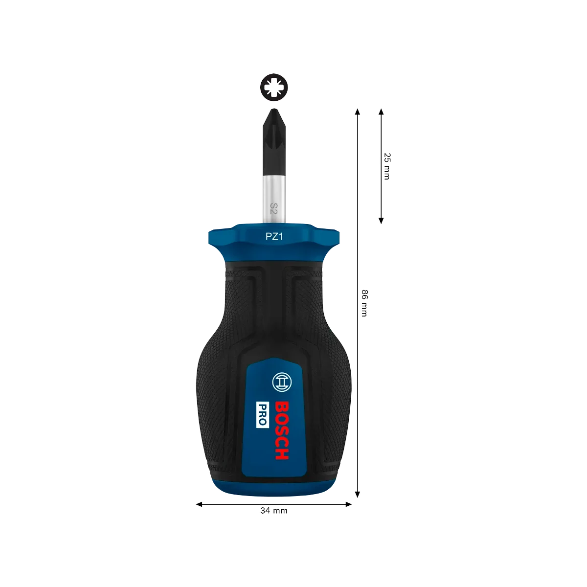 BOSCH 1600A039TJ 1600A039TK PRO Stubby Screwdrivers Pozidriv Hand Tools