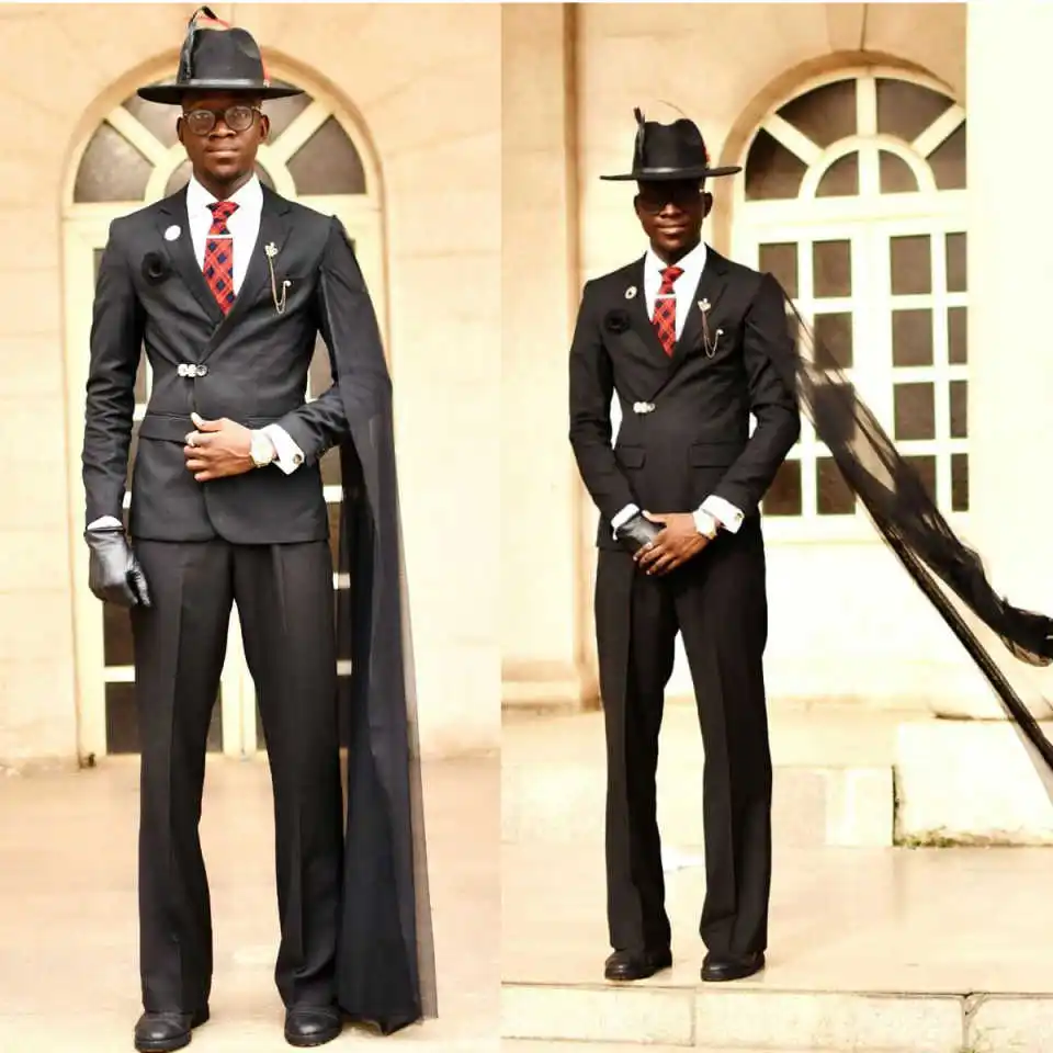 

Fashion Wedding TuxedosWirh Wrap 2 Piece Set Jacket Pants Flowers Men Suit Notched Lapel Groom Business Blazers Customized