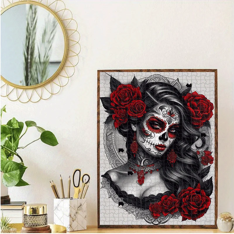500/1000pcs Gothic Mexican Sugar Skull & La Calavera Catrina Puzzle - Large Calavera Art Jigsaw for Adults, Challenging Interm view 4