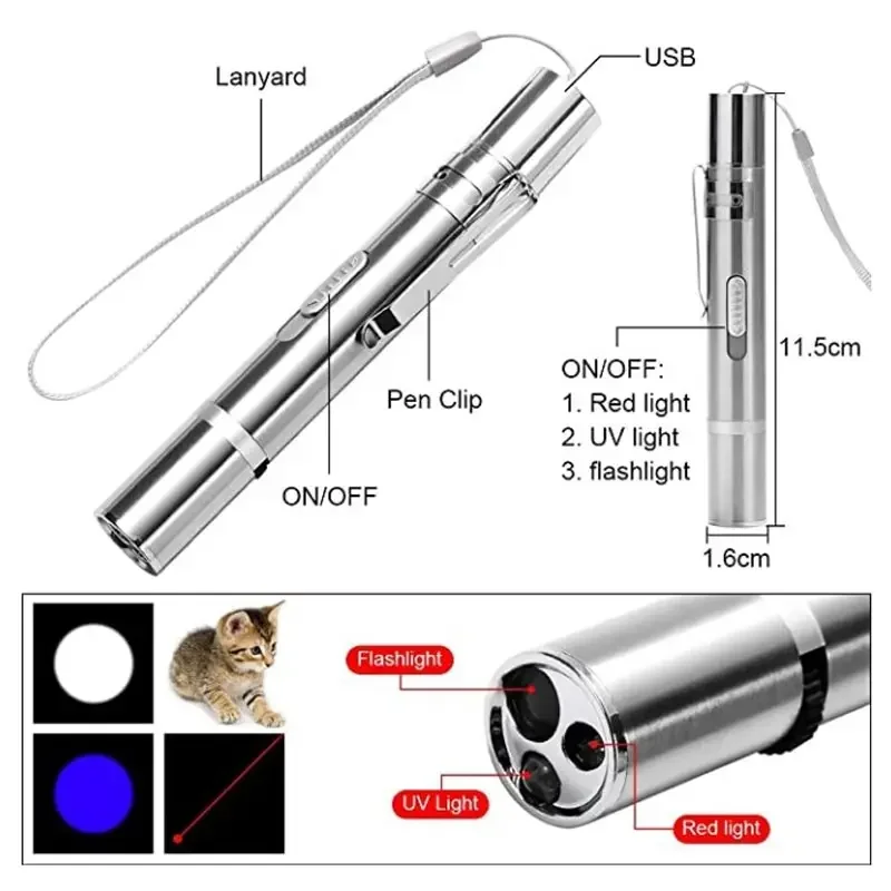 Outil de jauge de niveau laser aste par USB, ligne de niveau guidée par laser, mesure laser verticale, billet de banque UV, formation de chat