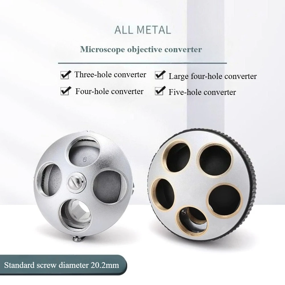 Nosepiece de Microscope 3/4/5 trous, filetage RMS 20.2mm pour objectifs 185/195, convertisseur de tourelle petite/grande pour Microscopes biologiques