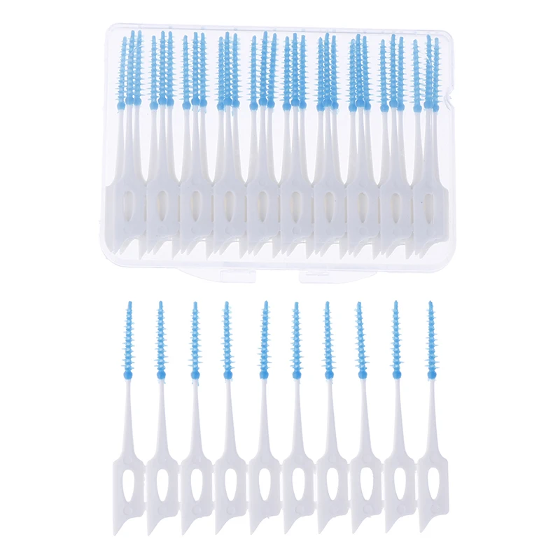 40 Stks/doos Mondverzorging Push-Pull Interdentale Poetstandenverzorging Reiniging 0.7Mm Tandvlees Orthodontische Draadborstel