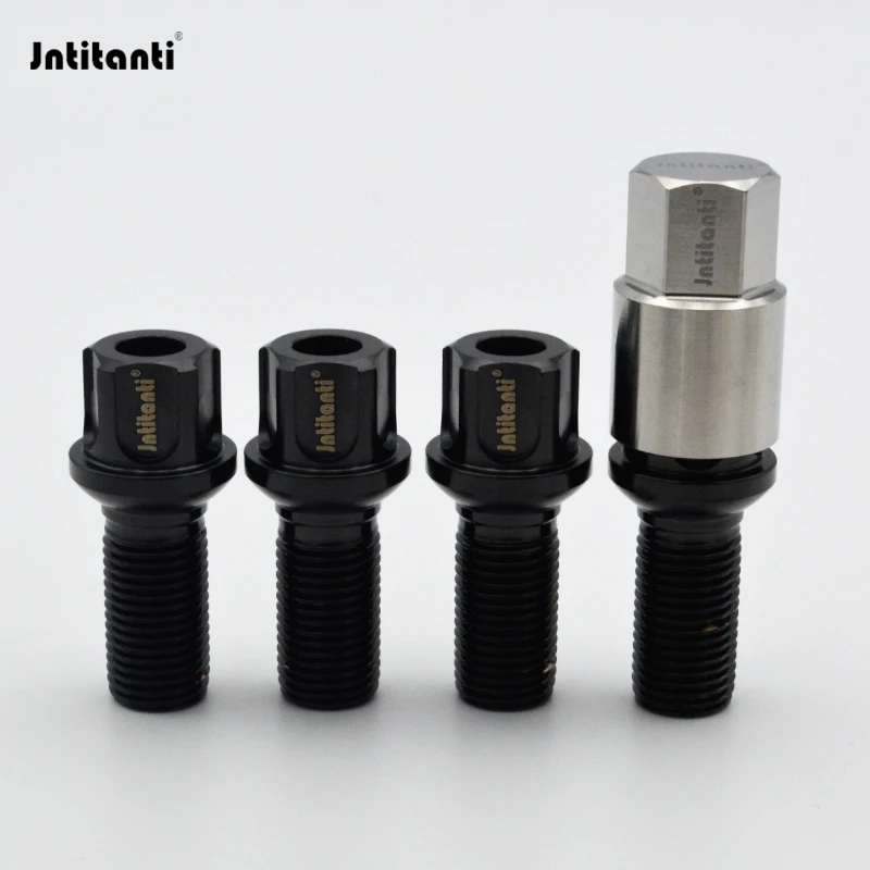 

Jntitanti 10.9 Grade Anti-theft Ball Seat Gr.5 titanium Wheel Titanium Bolt screws with 1 key M14X1.5X28/35/40mm For VW AUDI etc