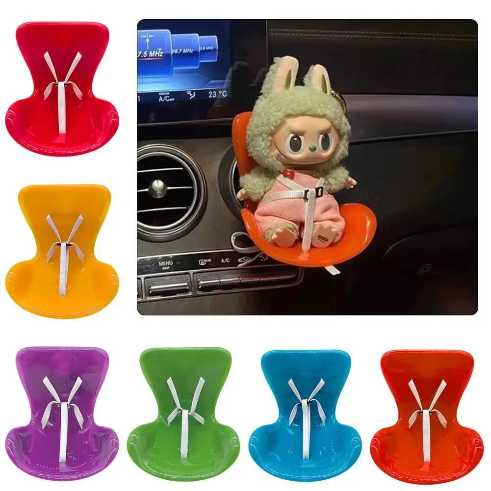 Labubu Auto Plush Doll Safety Seat Bracket Air Conditioner Air Outlet Aromatherapy Clip Car Interior Kawaii Ob11 Doll Decoration