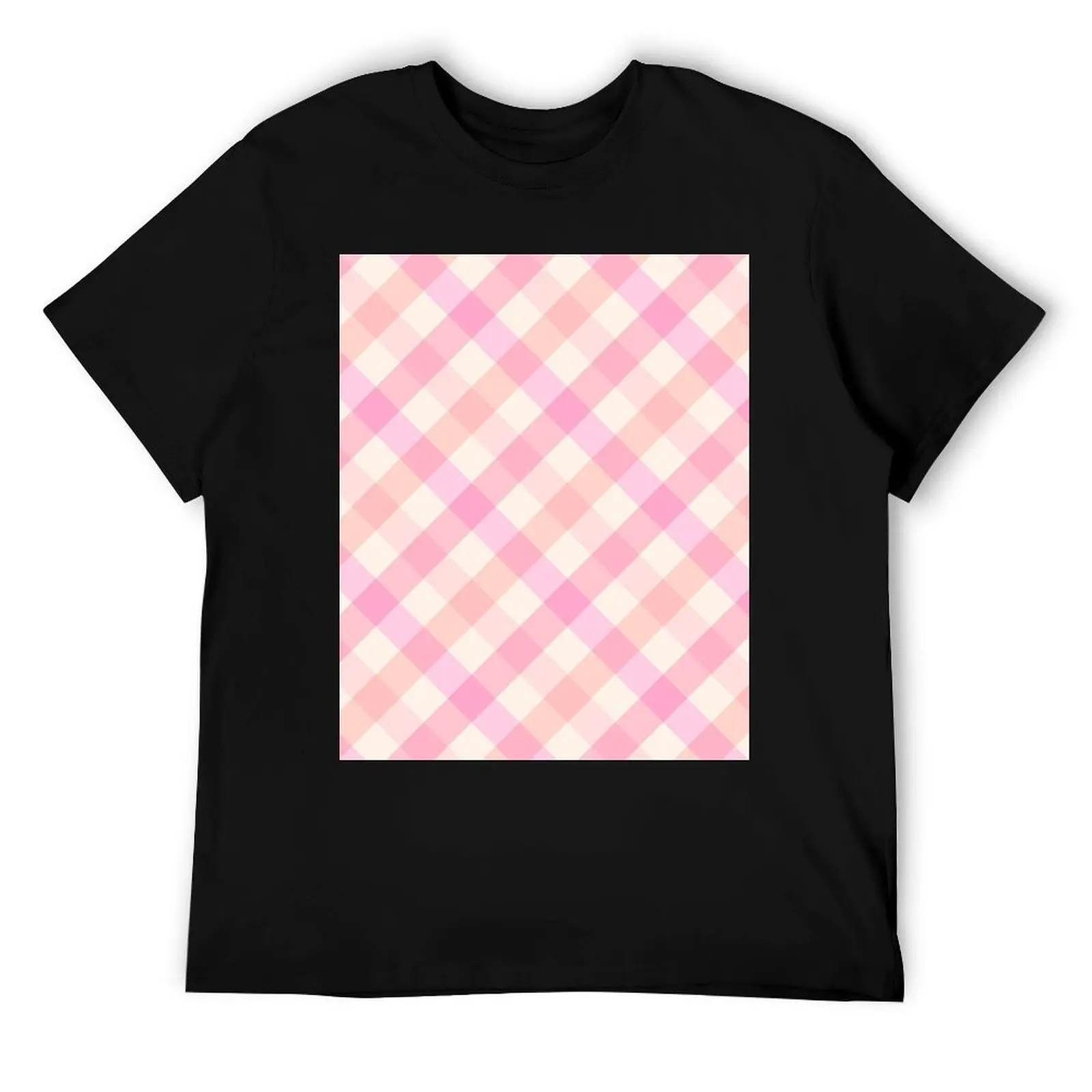 

Light Pink Gingham Plaid T-Shirt man t shirts for men t shirts for man cotton funny t shirts for man cotton T-Shirt