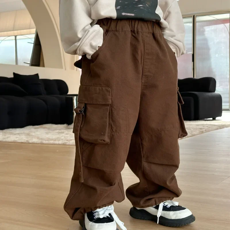 

Boys Cargo Pants Autumn Three-dimensional Bag Drawstring Pants Boys Trousers Casual Kids Sport Pants Children Clothes 1-11Year