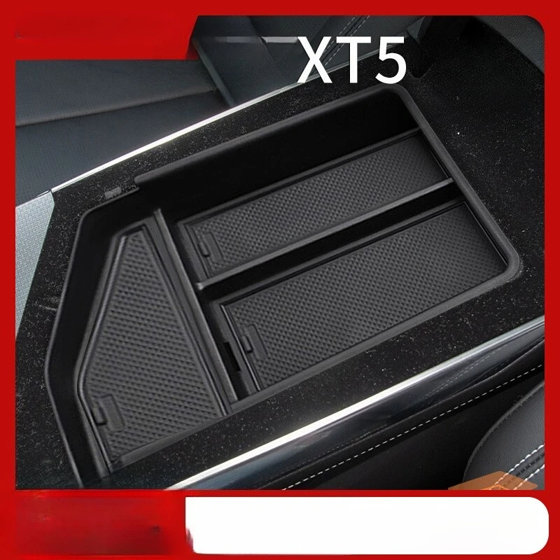 

For 2025 Cadillac XT5 Center Console Organizer - ABS Storage Tray with Anti-Slip Mat - Custom Fit Armrest Box Divider