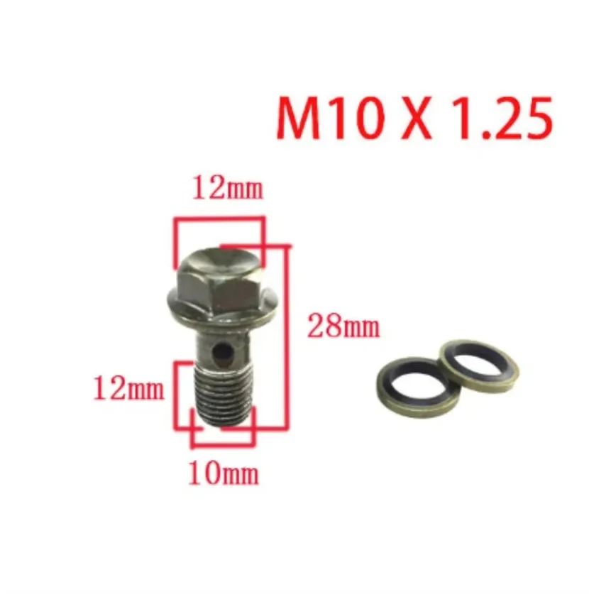 Replacement Motorcycle Brake Hollow Screw M10 x 1.25 Double Banjo Bolt Fit For Honda Yamaha Suzuki Nuts & Bolts 1SET