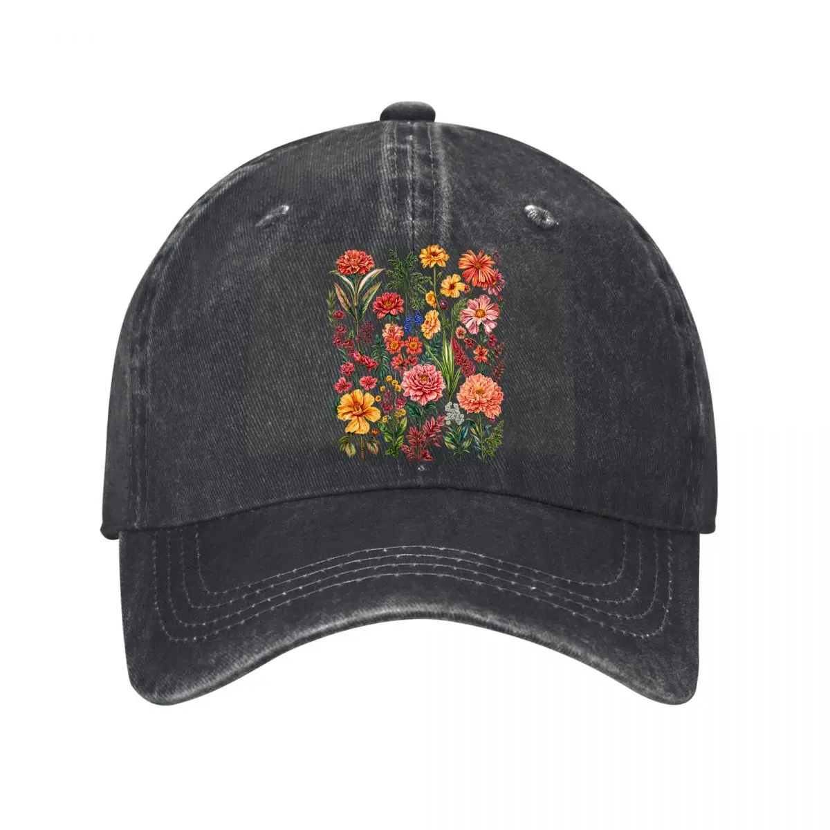 Watercolor Wildflower Botanical Garden Floral New Vintage Washed Cotton Baseball Cap Sun Hats