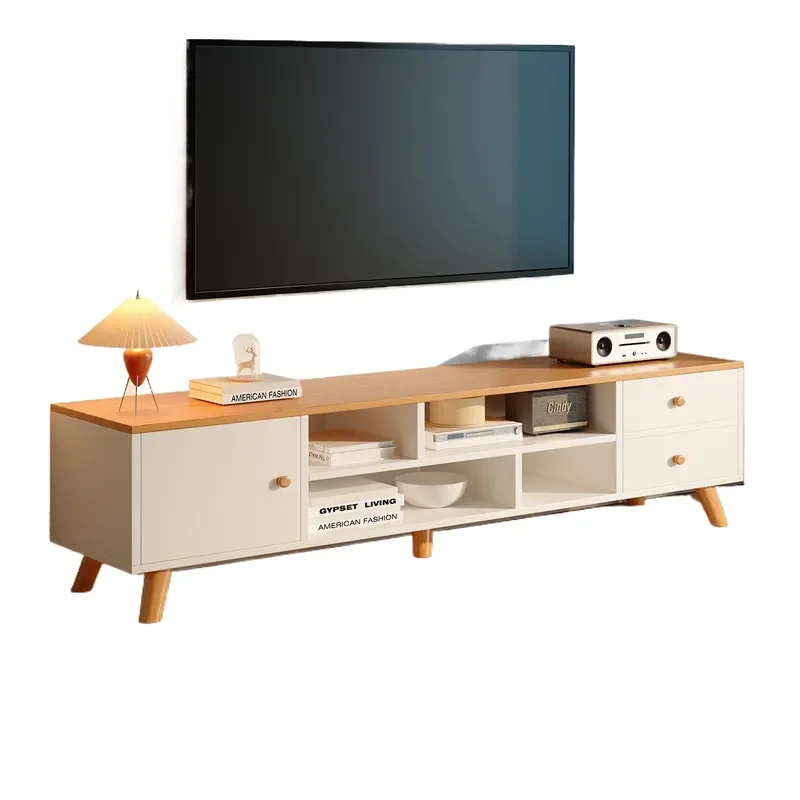 Modern Simple TV Cabinet for Small Apartment Living Room Floor Storage Unit Console Table with Locker Household Furniture