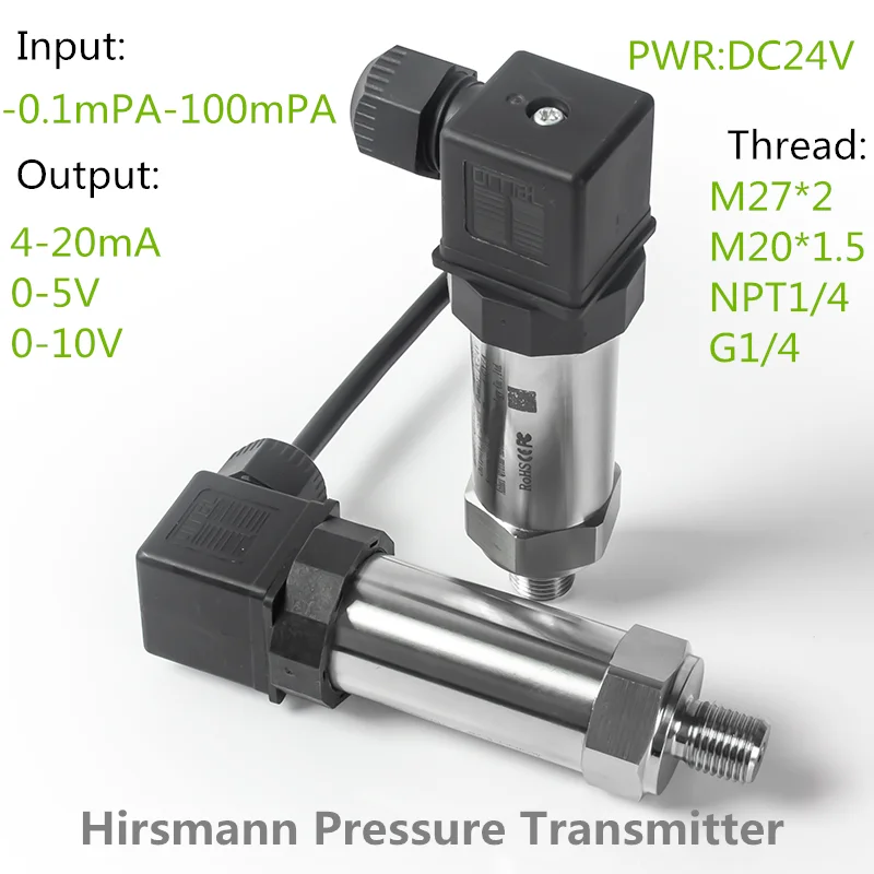 Hirsmann Pressure Transducer 4-20mA 0-5v Output M20*1.5 G1/2 Thread Water Tank Oil Gas Sebsor Transmitter QDX50A