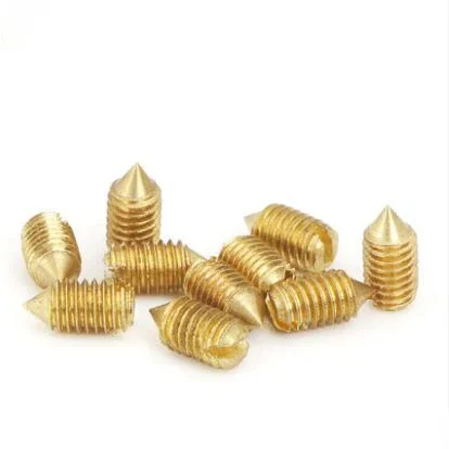 Best! 20pcs M3 brass tip screws bolt slotted tips tightening machine meter headless stop screw bolts 3mm-8mm length