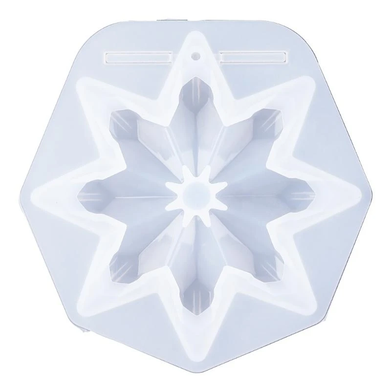 DIY Xmas 3D Mirror Snowflake Flexible Silicone Mold Christmas Pendant Resin Mold