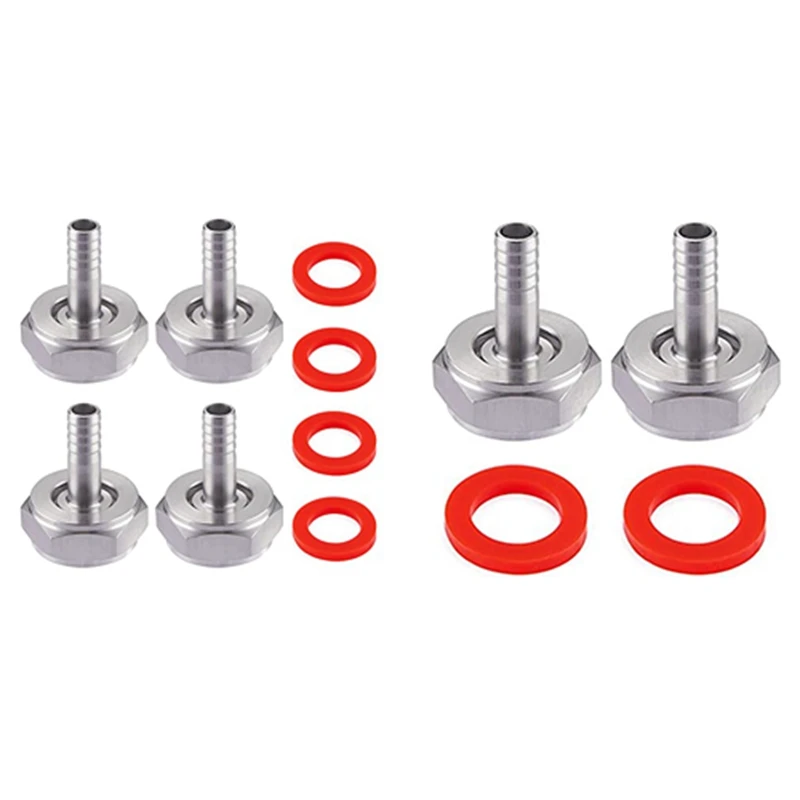 Stainless Steel Beer Keg Coupler Fitting,Beer Line Connector Kit,Hex Nut 5/8 Inch G Thread X 5/16 Inch Barb