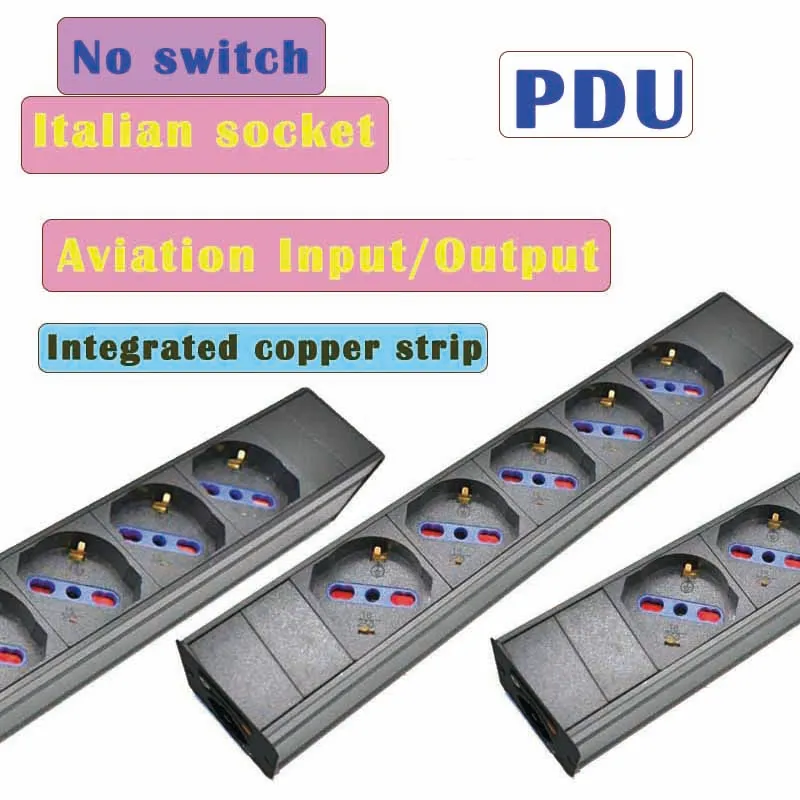 

Плата питания PDU, итальянская розетка, корпус из алюминиевого сплава с блоком Schuko Powerlink, авиационная вилка 3P, без удлинителя без переключателя