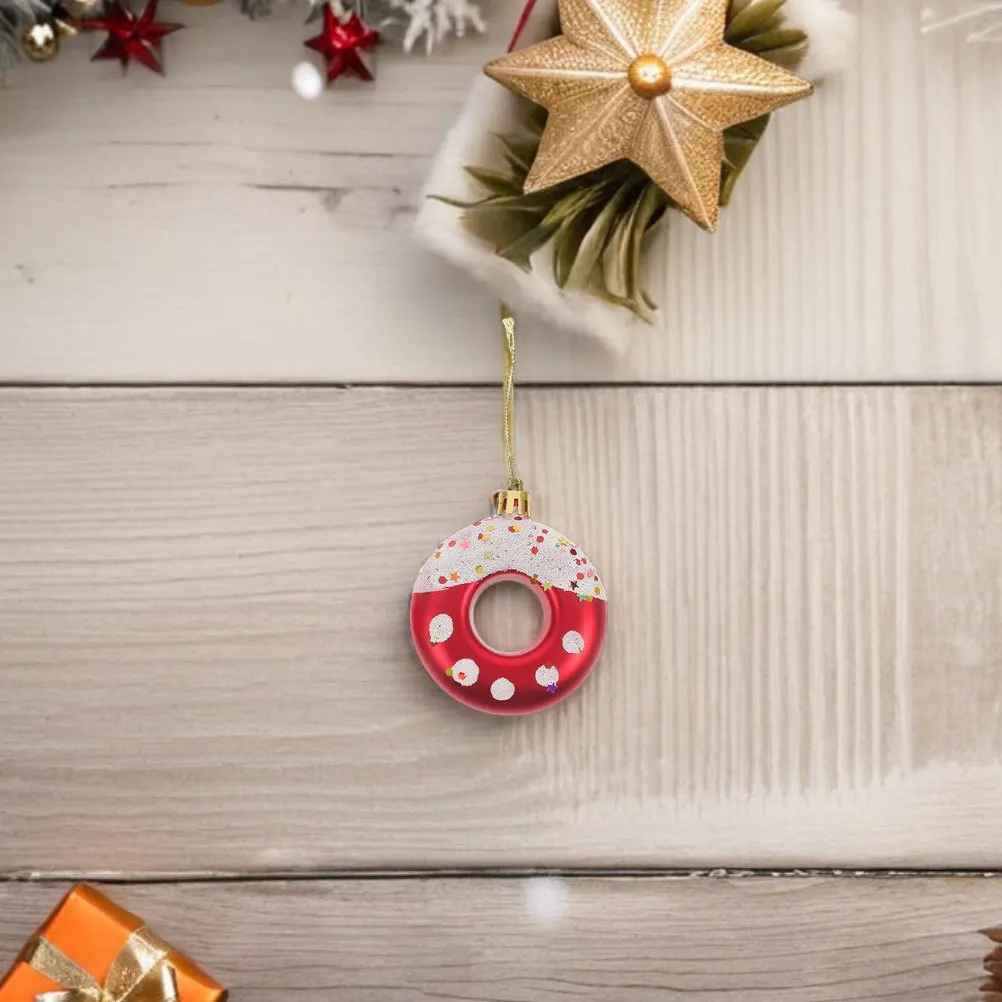 

8Pcs Donut Christmas Ornaments Hanging Candy Bread Fake Dessert Holiday Tree Decorations Birthday Party Supplies