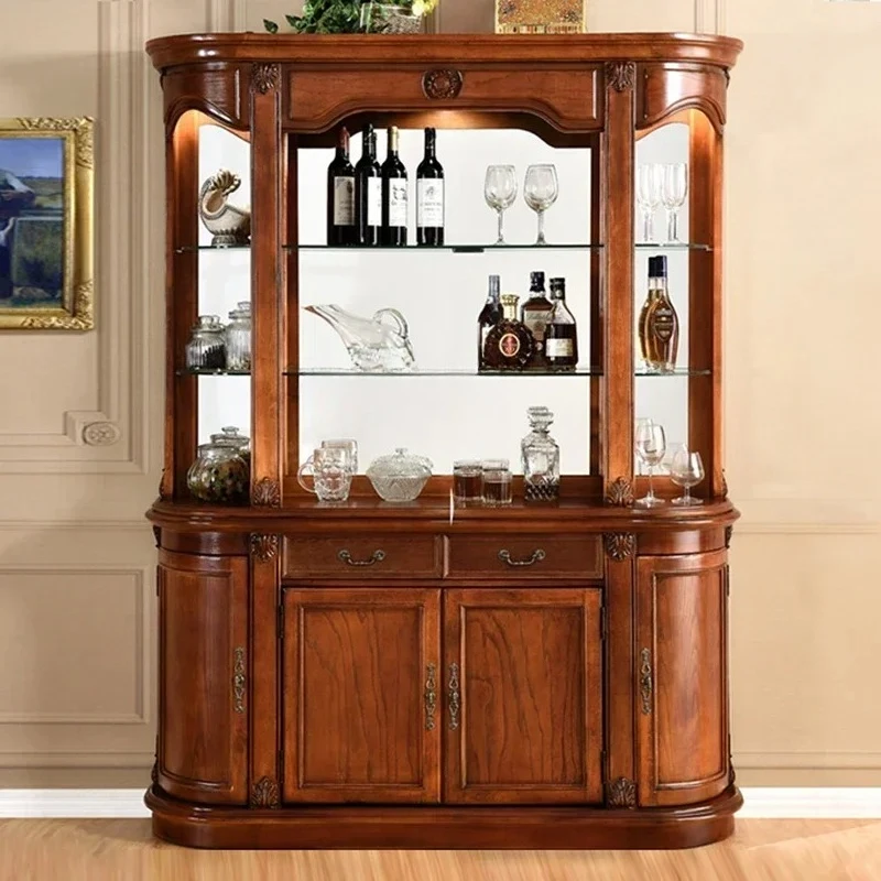 Massivholz-Sideboard-Schrank, Wandmontage, Haushaltsaufbewahrung, Esszimmer-Aufbewahrung, Teeschrank, Weinschrank im europäischen Stil