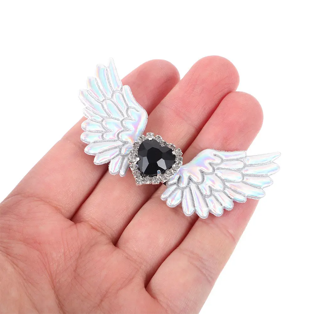 4Pcs Gothic Angel Wing Shoe Clips Rhinestone Embellished Detachable Boot Clips for Lolita Gothic Fashion Wedding Bridal Shoes