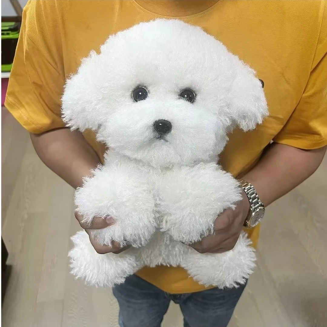 Cute Simulation Curly Dog Bichon Dog Plush Toy Kawaii Real Life Plush Toys Girl Birthday Girlfriend Gift Accessories