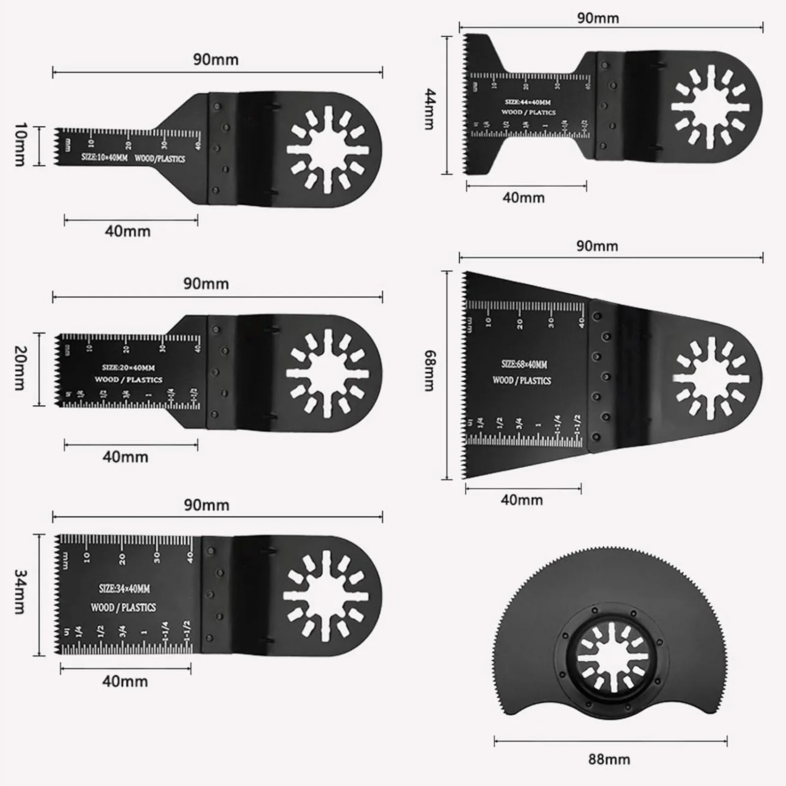6 قطع من شفرات المنشار الاهتزازية - فولاذ عالي الكربون، شفرات قياسية متعددة الأدوات، شفرات متأرجحة، قواطع أدوات كهربائية للبلاستيك والخشب