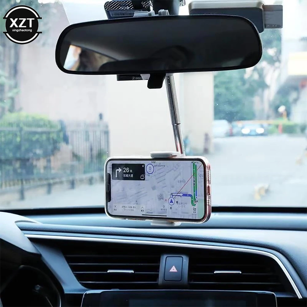 Universal Car Phone Holder Stand Gravity Rotating Telescopic Phone Stand Car Rearview Mirror Stand for Mobile Navigation Stand