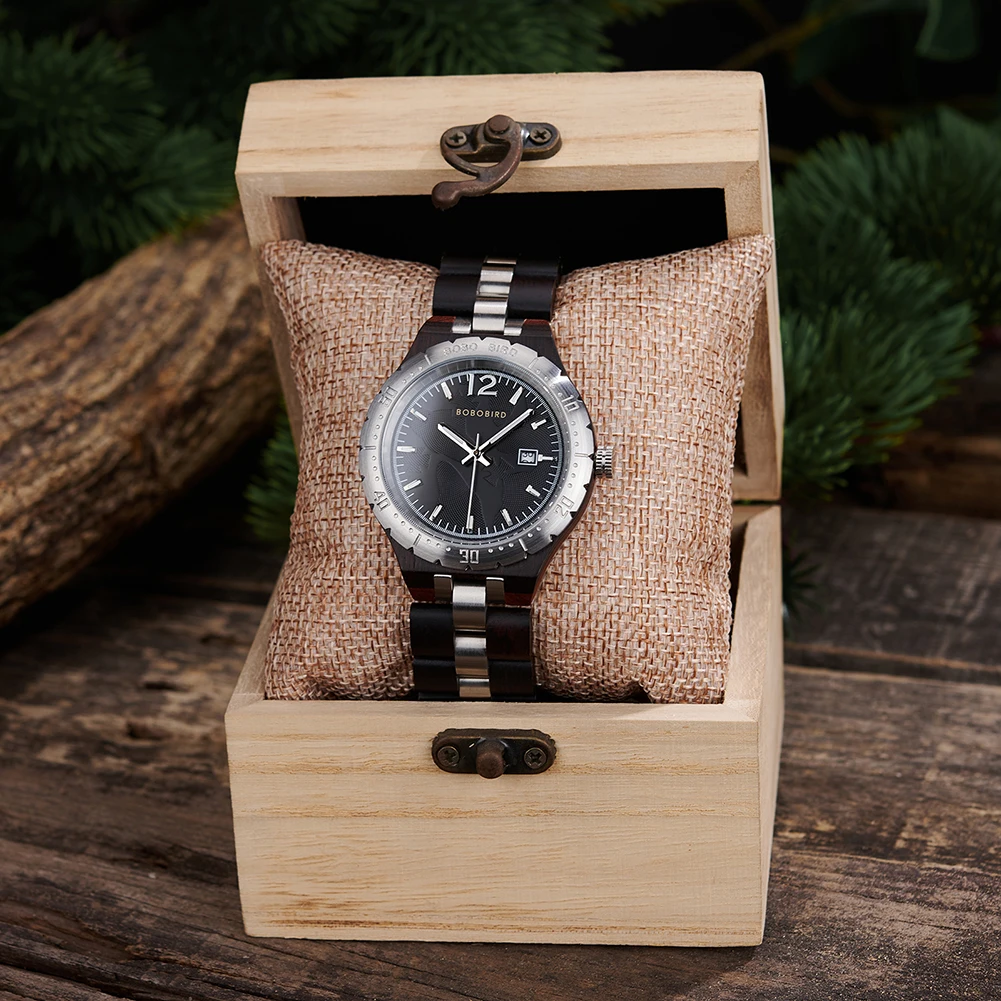 Custom Men's Name Natural Wooden Watch BOBOBIRD Handmade Quartz Wooden Wristwatch Gifts for Groomsma Engraved Brand Dropshipping