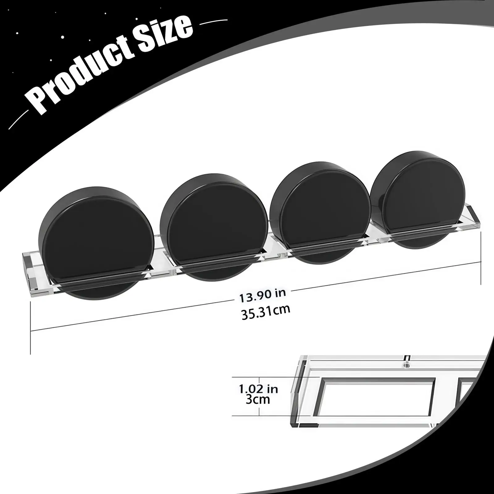 Acrylic Wall Mount Hockey Puck Rack Secure Slot Display Shelf for Team Collectible Puck Storage