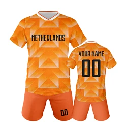 Customized Netherlands Soccer Jersey Kids Football Set Breathable Soccer Training Uniform Boys Girls Quick-Drying Sportswear