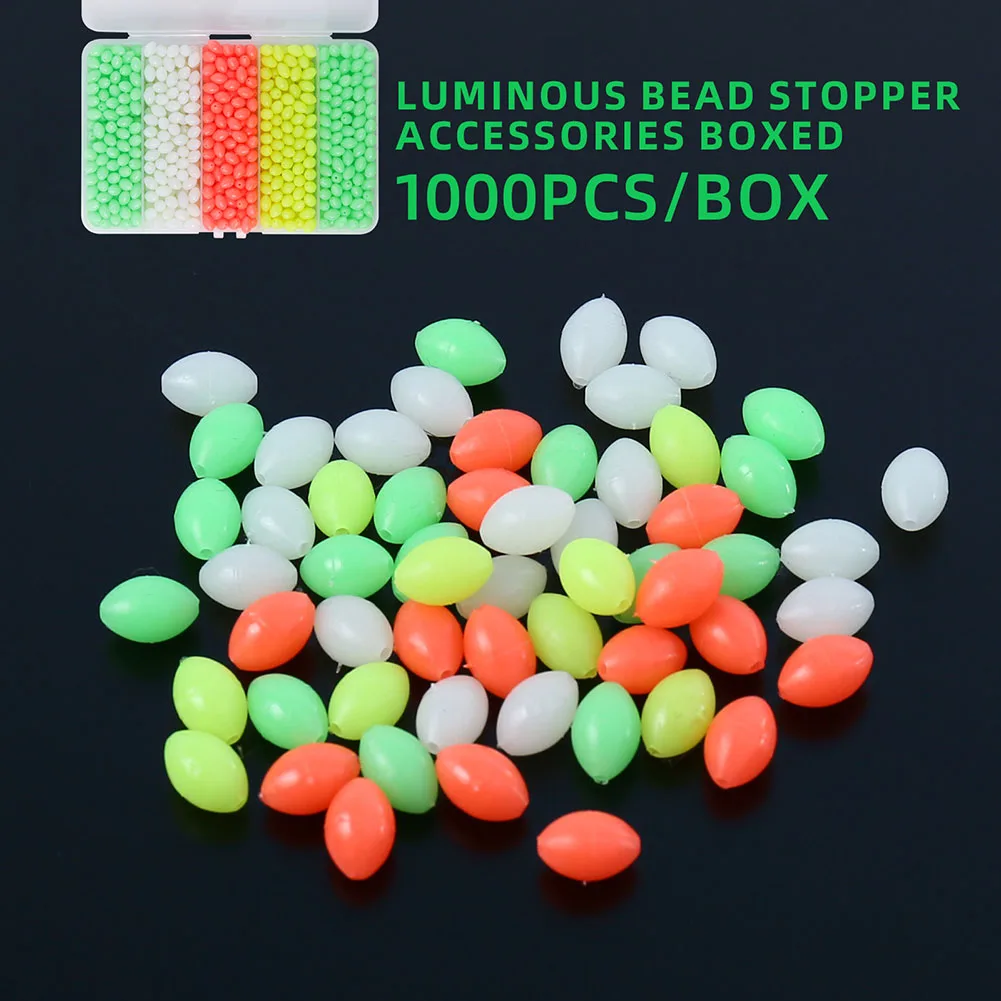 Diamond Shaped Beads Glow Fishing Beads For Nighttime Fishing 7x10mm Size Plastic Material Convenient Storage Box