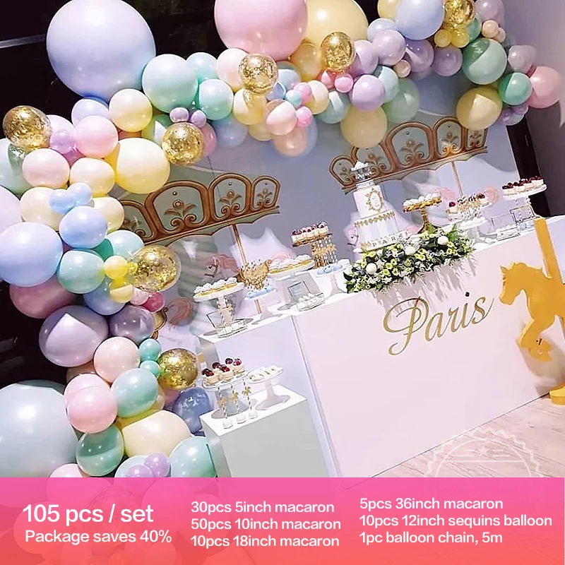 

Великолепный костюм из латексных воздушных шаров для дня рождения, украшение романтической свадебной церемонии, воздушный шар с блестками Macaron, детская игрушка, 105 шт.