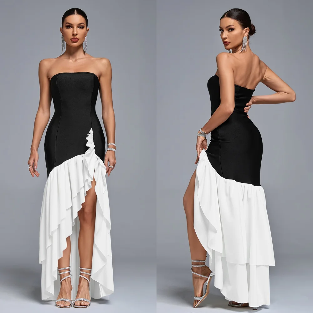 

Customized Classic Jersey Pleat Mermaid Strapless Long Dresses Bespoke Occasion Dresses Chinese Style