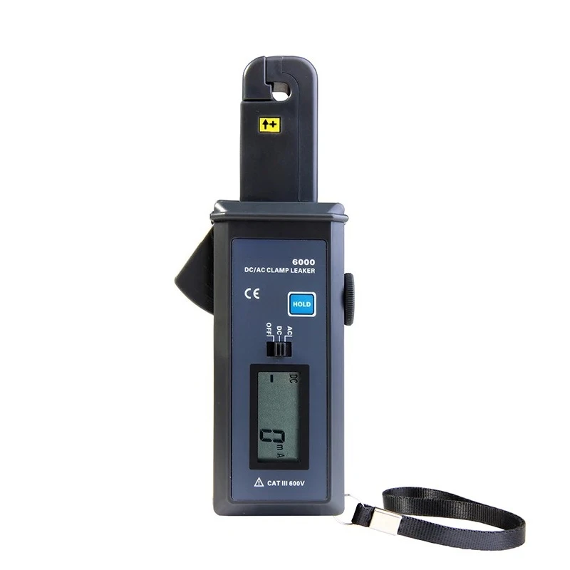 ETCR6000 Digital Clamp Current Meter True RMS 600A AC/DC NCV Detection Backlit LCD with Carrying Case