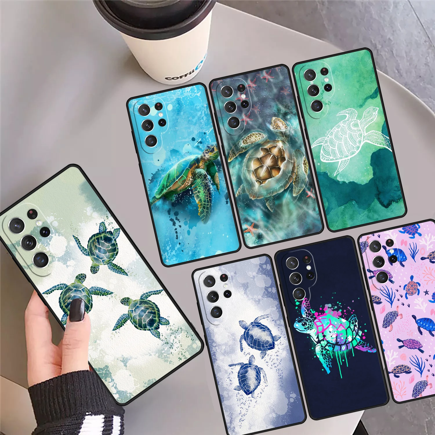 Watercolour Sea Turtle Phone Case Cover For Samsung Galaxy S24 Ultra 23 S22 Plus S21fe Lite S20 S8 S9 S10 Note 10 Pro Note 20